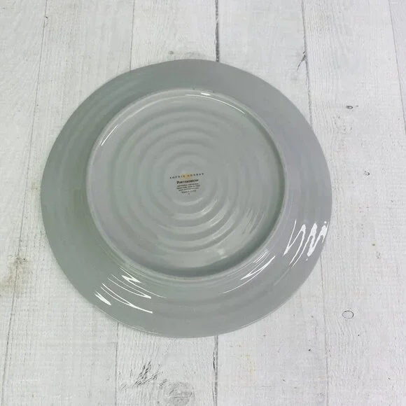 Portmeirion SOPHIE CONRAN GREY Gray Embossed Rings Coupe 9" Luncheon Plate Set 3